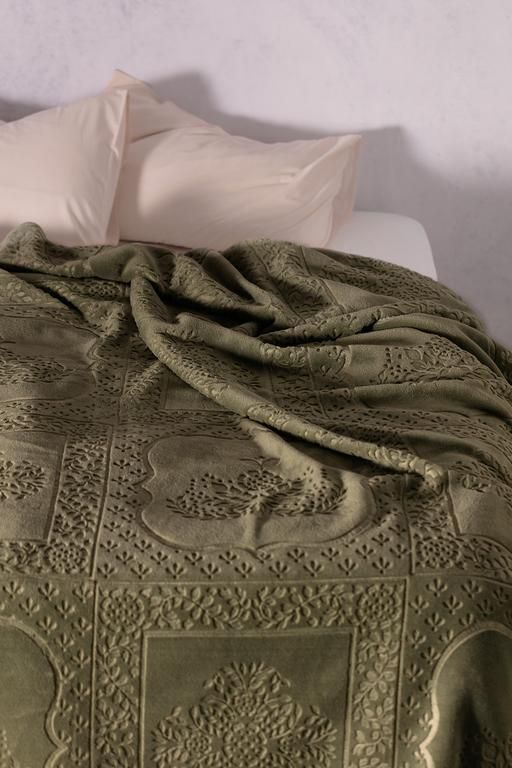 Rochelle Mink Emboss Double Blanket - Khaki 8682116932967