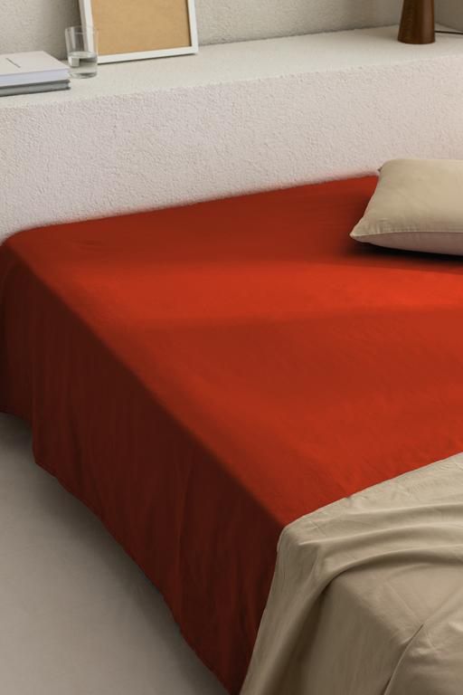 Manon Single 100% Cotton Ranforce Fitted Sheet - Orange 8684427057353