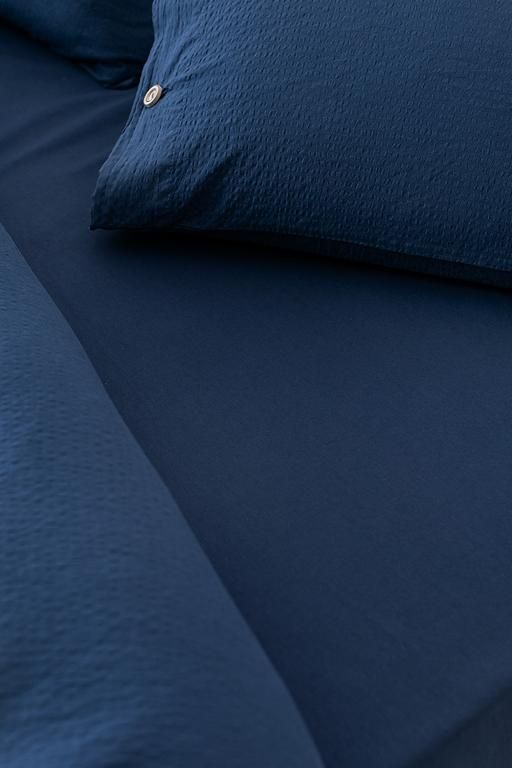 Linda King Size Washable Seersucker Duvet Cover - Navy Blue 8682116901673