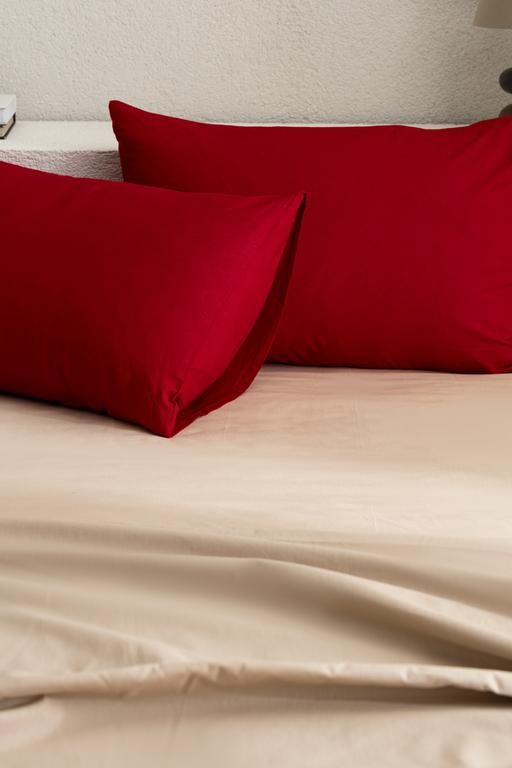 Manon 100% Cotton Ranforce Plain 2-Piece Pillowcase Set - Red 8684427058176