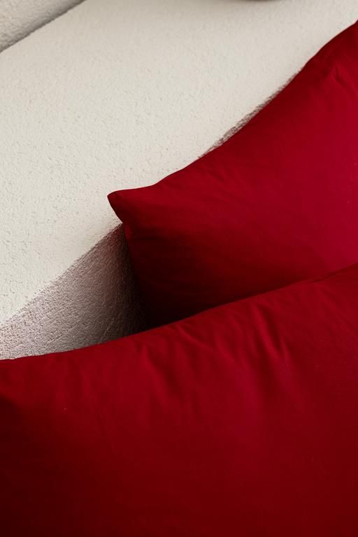 Manon 100% Cotton Ranforce Plain 2-Piece Pillowcase Set - Red 8684427058176