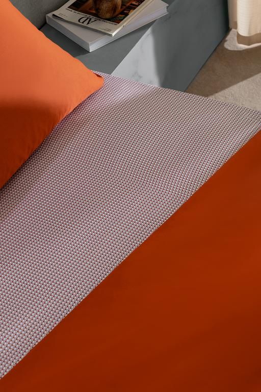 Delit Double 100% Cotton Printed Sateen Duvet Cover Set - Orange 8684427109717