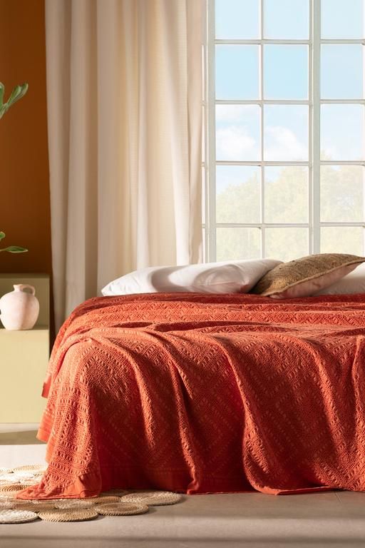 Eleta Single 100% Cotton Bedspread - Orange 8684427059623