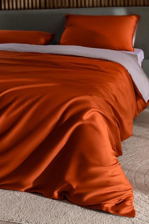 Delit Double 100% Cotton Printed Sateen Duvet Cover Set - Orange 8684427109717