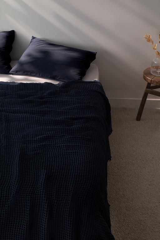 Beatrice 100% Cotton Double Bedspread - Navy Blue 8684427016381