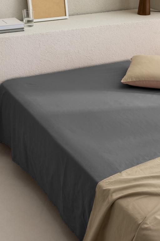 Manon Single 100% Cotton Ranforce Fitted Sheet - Anthracite 8684427057360